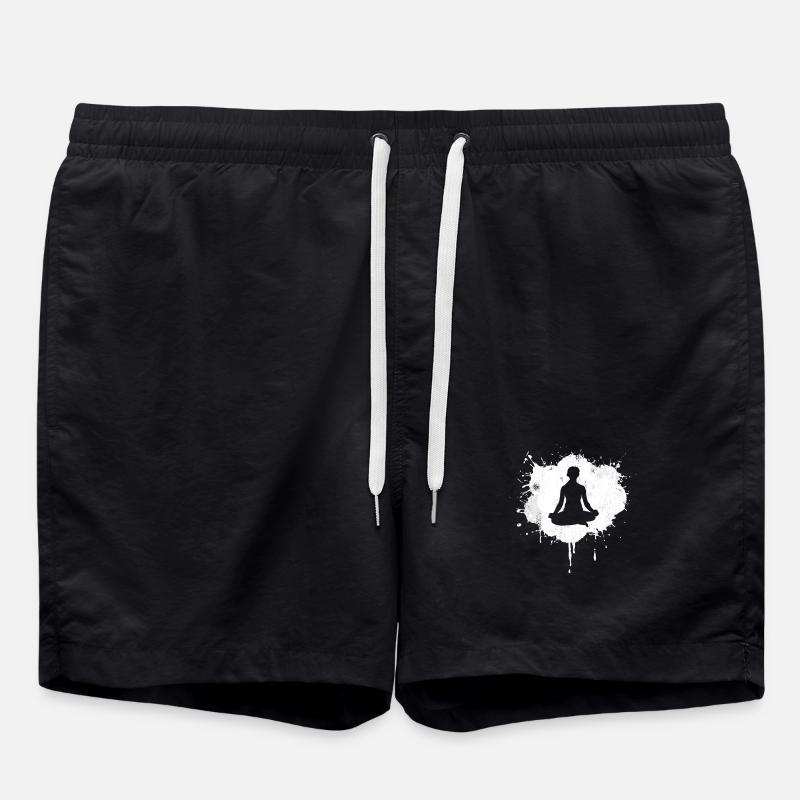 Yoga Lover Drawing - Swim Trunks - black