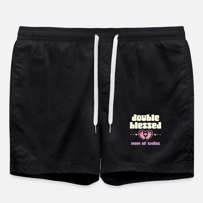 Doppelt gesegnet Zwillingsmama - Badeshorts - Schwarz