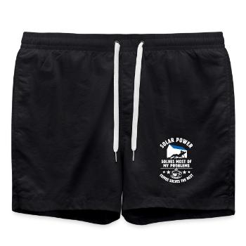 Solar Power solves most of my Problems - Kaffee - Badeshorts - Schwarz - Vorne - AI Model Male 185 light (185cm)