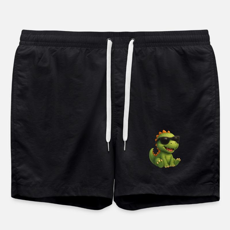 Dinosaur with sunglasses - Swim Trunks - black