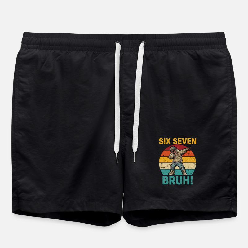 Six Seven Bruh! – Cooles Dabbing Rapper Meme Shirt - Badeshorts - Schwarz
