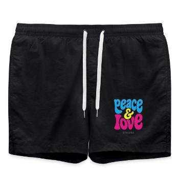 PEACE LOVE #4 - let's talk - Short de bain - noir - Devant - AI Model Male 185 light (185cm)