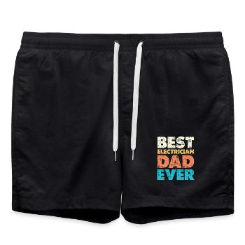 Bester Elektriker Papa – Best Dad Ever - Badeshorts - Schwarz - Vorne - AI Model Male 185 light (185cm)