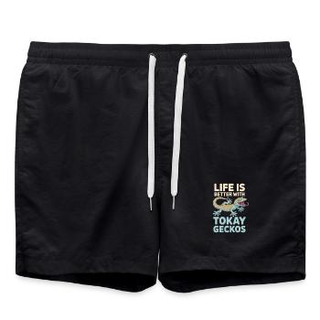 Das Leben ist besser mit Tokay-Geckos - Badeshorts - Schwarz - Vorne - AI Model Male 185 light (185cm)
