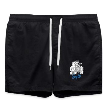 Nordsee Urlaub ICH LIEBE SYLT Lustiges - Badeshorts - Schwarz - Vorne - AI Model Male 185 light (185cm)
