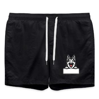  Deutscher Schäferhund mit Namensschild - Badeshorts - Schwarz - Vorne - AI Model Male 185 light (185cm)