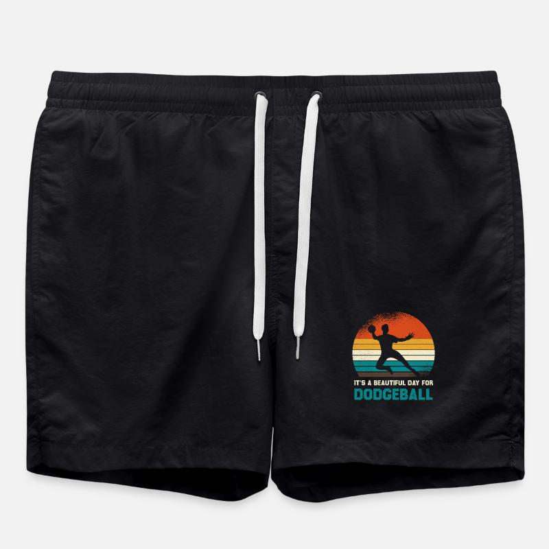 Retro Sunset Dodgeball Day - Swim Trunks - black