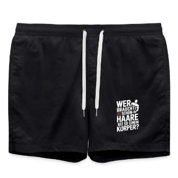 Glatze Wer Braucht Schon Haare Halbglatze Glatzen - Badeshorts - Schwarz - Vorne - AI Model Male 185 light (185cm)