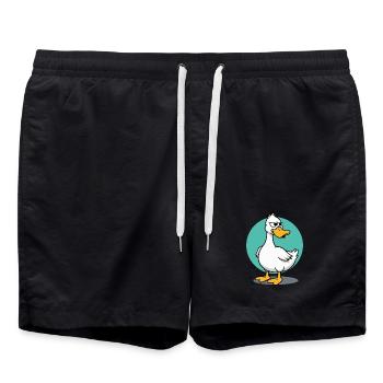 Freche Gans mit wütendem Blick Illustration - Badeshorts - Schwarz - Vorne - AI Model Male 185 light (185cm)