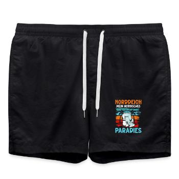 North Sea NORTH DIKE MY NORDIC PARADISE Funny - Swim Trunks - black - Front - AI Model Male 185 light (185cm)