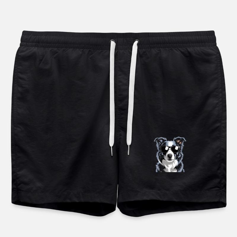 Border Collie - Swim Trunks - black