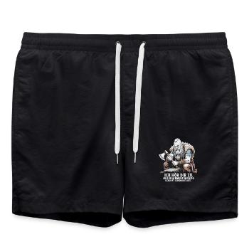 Wikinger Viking Legende Seemann Odin Rabe Kämpfer - Badeshorts - Schwarz - Vorne - AI Model Male 185 light (185cm)