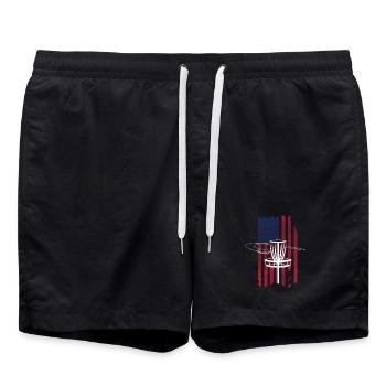 Disc Golf USA Flag  - Swim Trunks - black - Front - AI Model Male 185 light (185cm)