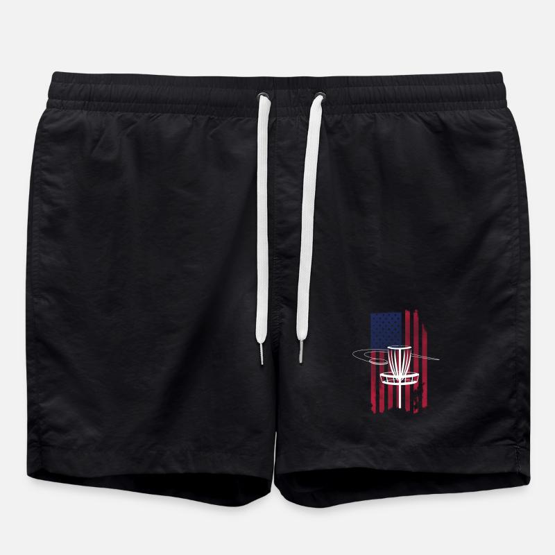 Disc Golf USA Flag  - Swim Trunks - black