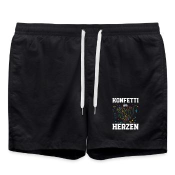 CONFETTI IN THE HEART – Carnival Carnival Party Spruc - Swim Trunks - black - Front - AI Model Male 185 light (185cm)