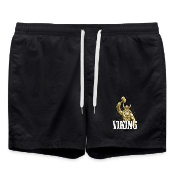 Wikinger Viking Legende Seemann Odin Rabe Kämpfer - Badeshorts - Schwarz - Vorne - AI Model Male 185 light (185cm)
