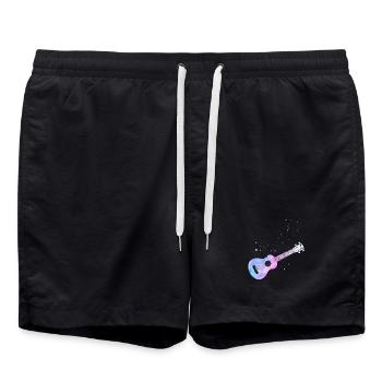 Hawaiian Ukulele Uke Watercolor - Swim Trunks - black - Front - AI Model Male 185 light (185cm)