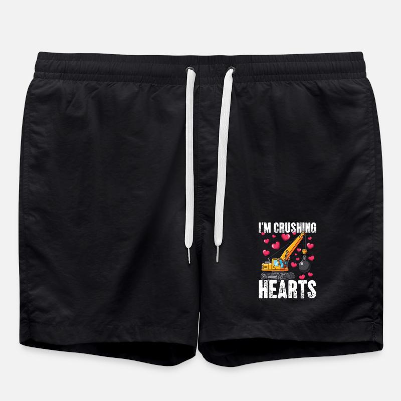Crushing Hearts Crane - Swim Trunks - black