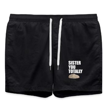 Sister You Totally Rock Funny Pun for Sister - Swim Trunks - black - Front - AI Model Male 185 light (185cm)