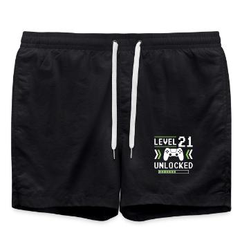 21st Birthday Level 21 unlocked - Swim Trunks - black - Front - AI Model Male 185 light (185cm)