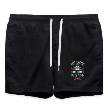 Ich liebe meinen Mastiff – Engelsflügel - Badeshorts - Schwarz - Vorne - AI Model Male 185 light (185cm)