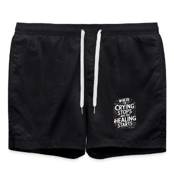 Pediatric Nurse Where The Crying Stops Kids Nurse - Badeshorts - Schwarz - Vorne - AI Model Male 185 light (185cm)