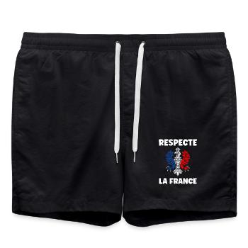 Respect France Tricolor Eagle - Swim Trunks - black - Front - AI Model Male 185 light (185cm)