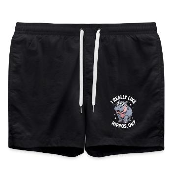 Hippopotamus Sayings Hippopotamus Joke Hippopotamus Gift - Swim Trunks - black - Front - AI Model Male 185 light (185cm)