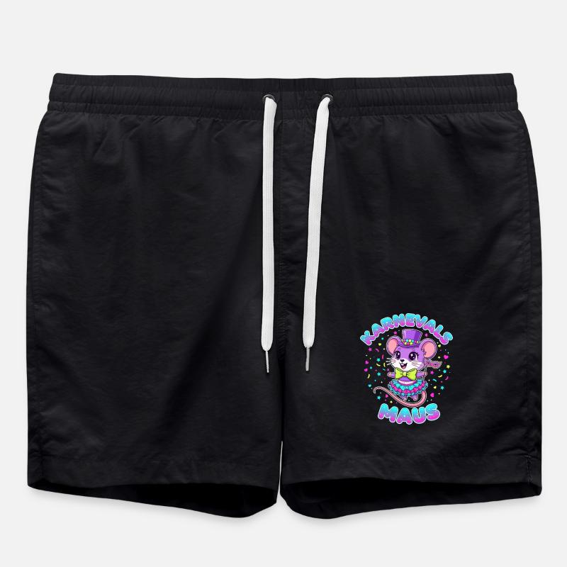 Karnevalsmaus Süß Fasching Kostüm Geschenk Kinder - Badeshorts - Schwarz
