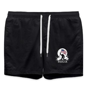 America Bigfoot Moon Funny Bigfoot for Men z - Swim Trunks - black - Front - AI Model Male 185 light (185cm)