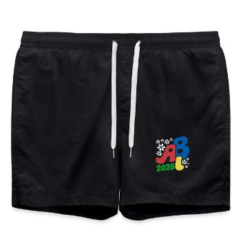 ABI 2026 Blossoms Retro Abitur Gift - Swim Trunks - black - Front - AI Model Male 185 light (185cm)