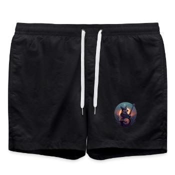 Banjo spielt Hund - Badeshorts - Schwarz - Vorne - AI Model Male 185 light (185cm)