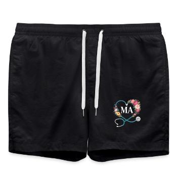 Stéthoscope à cœur de fleurs MA - Short de bain - noir - Devant - AI Model Male 185 light (185cm)