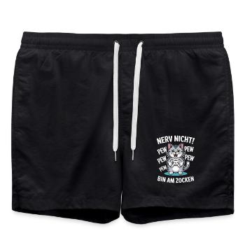 Nerv nicht bin am Zocken Gamer Katze Design - Badeshorts - Schwarz - Vorne - AI Model Male 185 light (185cm)