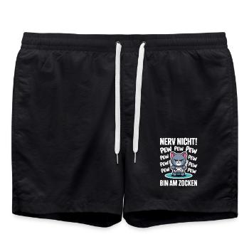 Nerv nicht bin am Zocken Gamer Katze Design - Badeshorts - Schwarz - Vorne - AI Model Male 185 light (185cm)