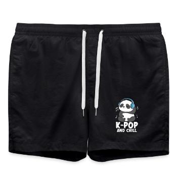K Pop And Chill - Badeshorts - Schwarz - Vorne - AI Model Male 185 light (185cm)
