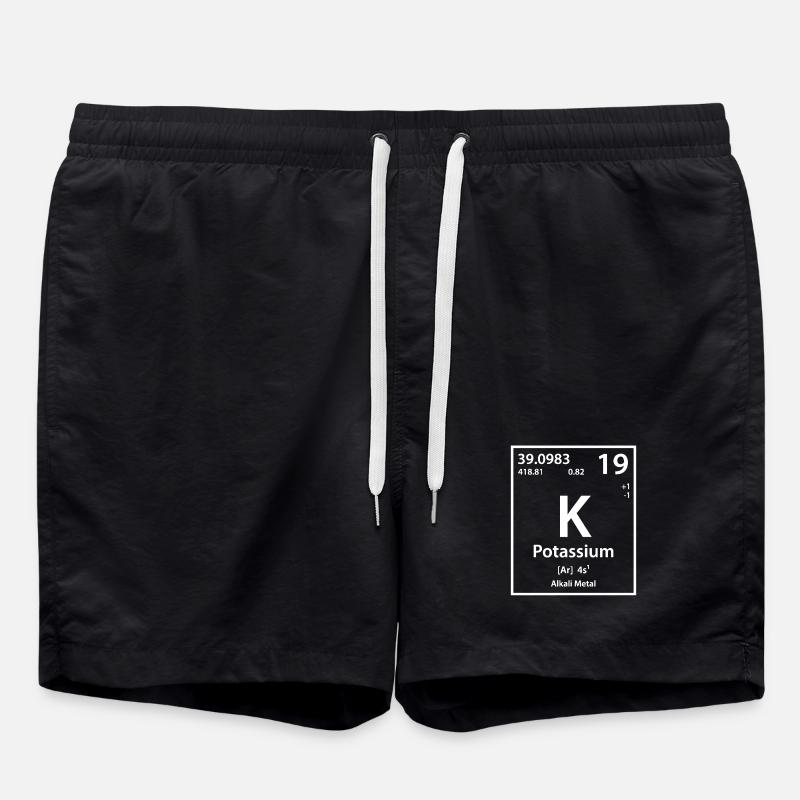 Potassium Chemistry Periodic Table - Swim Trunks - black