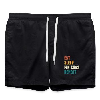 EAT SLEEP FIX CARS REPEAT - Badeshorts - Schwarz - Vorne - AI Model Male 185 light (185cm)