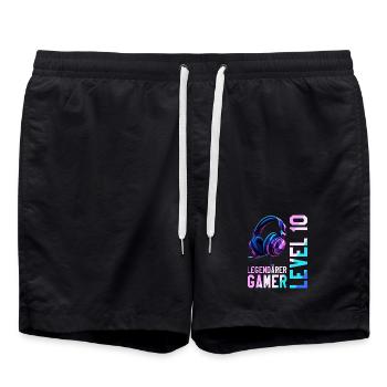 10. Geburtstag Junge Mädchen Teenager Level 10 - Badeshorts - Schwarz - Vorne - AI Model Male 185 light (185cm)