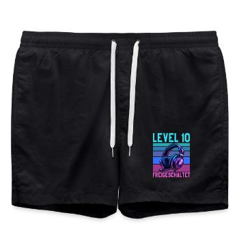 10. Geburtstag Junge Mädchen Gamer Level 10 Jahre - Badeshorts - Schwarz - Vorne - AI Model Male 185 light (185cm)