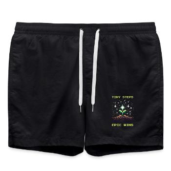 Petits pas, grands succès | Travail social - Short de bain - noir - Devant - AI Model Male 185 light (185cm)
