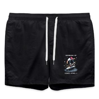 Grinding XP seit Level 1 | Skateboard - Badeshorts - Schwarz - Vorne - AI Model Male 185 light (185cm)