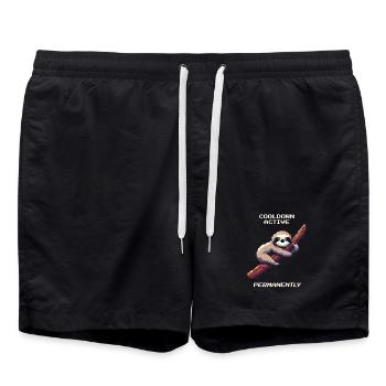Cooldown aktiv | Faultier Gamer Humor - Badeshorts - Schwarz - Vorne - AI Model Male 185 light (185cm)