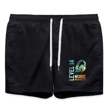 14. Geburtstag Junge Mädchen Teenager Level 14 - Badeshorts - Schwarz - Vorne - AI Model Male 185 light (185cm)