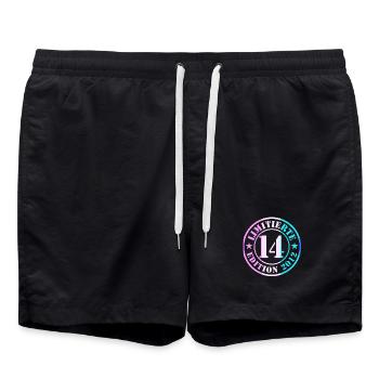 14th Birthday Boy Girls Limited Edition 14 - Swim Trunks - black - Front - AI Model Male 185 light (185cm)
