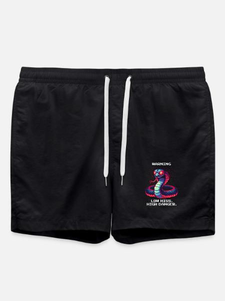 Low Hiss High Danger | Warning Snake - Swim Trunks - black