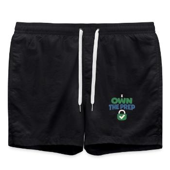 Familienvorsorge Notfallplaner Prepper - Badeshorts - Schwarz - Vorne - AI Model Male 185 light (185cm)