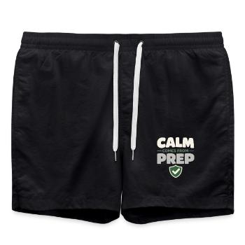 Calmness beats panic, lifestyle, - Swim Trunks - black - Front - AI Model Male 185 light (185cm)
