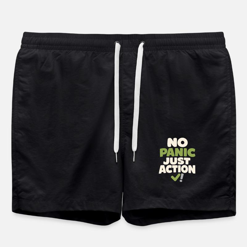Calmness beats panic, lifestyle, - Swim Trunks - black