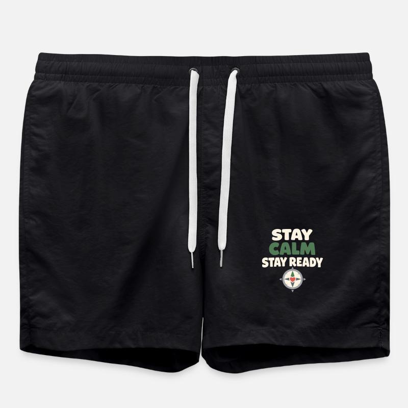 Calmness beats panic, lifestyle, - Swim Trunks - black
